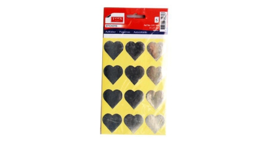 Image de Autocollants en forme de cœur, couleur argent, 12 pièces, 5 feuilles - Tanex STC-304