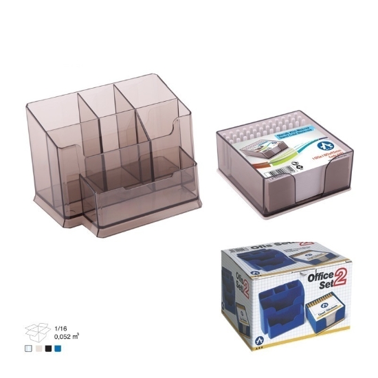 Image de Organisateur de Bureau (Porte-cartes, Porte-stylo et Coupe-ruban) Plastique Transparent - Ark 1193