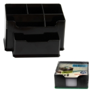 Image de Organisateur de Bureau (Porte-cartes, Porte-stylo et Coupe-ruban) Plastique Transparent - Ark 1193