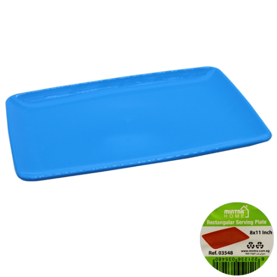 Image de Assiette Rectangulaire en Plastique Bleue 20 x 28 cm - Mintra Home 03548