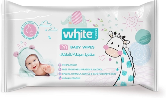 Imagen de Toallitas húmedas para niños 20 toallitas húmedas blancas