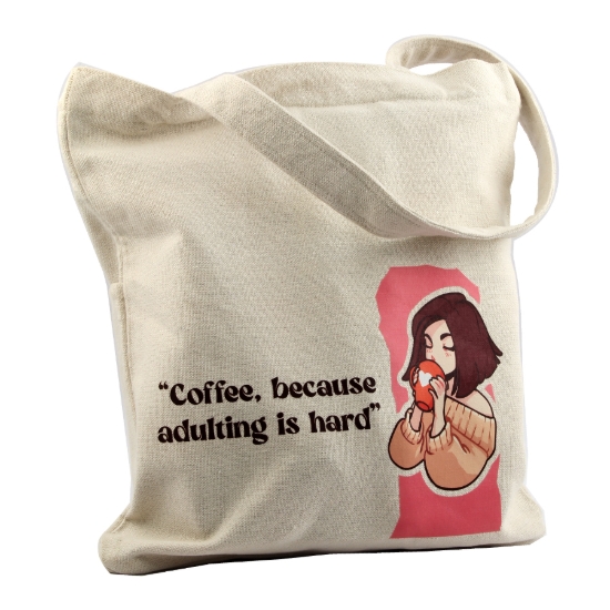 Imagen de Bolso de hombro de tela con asa Dawenha para llevar café