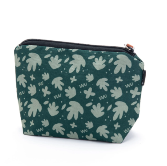 Imagen de Estuche de Lápices Multifuncional 6 x 15 x 21.5 cm Verde Impreso con Hojas Grises – Mintra 09483