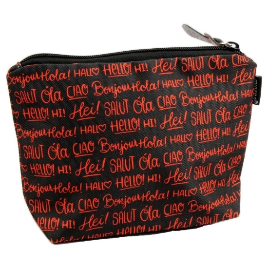 Bild von Mehrzweck-Mäppchen 6 x 15 x 21,5 cm Schwarz bedruckt warmrot hallo – Mintra 09478