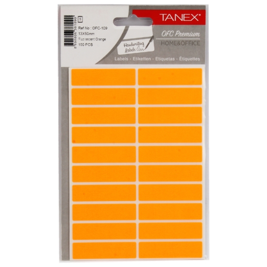 图片 手写标签，橙色矩形，5张A5，20个矩形50 x 13毫米 - Tanex OFC-109