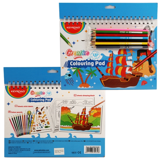 Picture of مجموعة رسم و تلوين (اسكتش تلوين+ طقم 12 لون + استيكرز) - كى رود موديل KR972520
