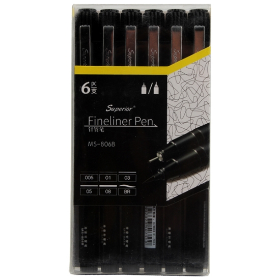 Picture of Set of Ink Pens Various Grades Vacuum Box 6 Pieces – Model MS-806B-6