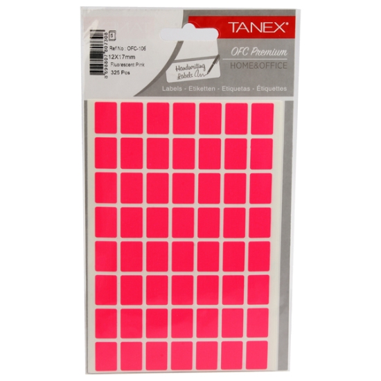 Imagen de Etiquetas de Oficina Rectangulares Rosas 5 Hojas A5, 56 Etiquetas/Hoja 17 x 12 mm - Tanix OFC-106