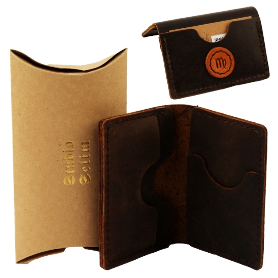 Image de Portefeuille en cuir fait main avec poche avant