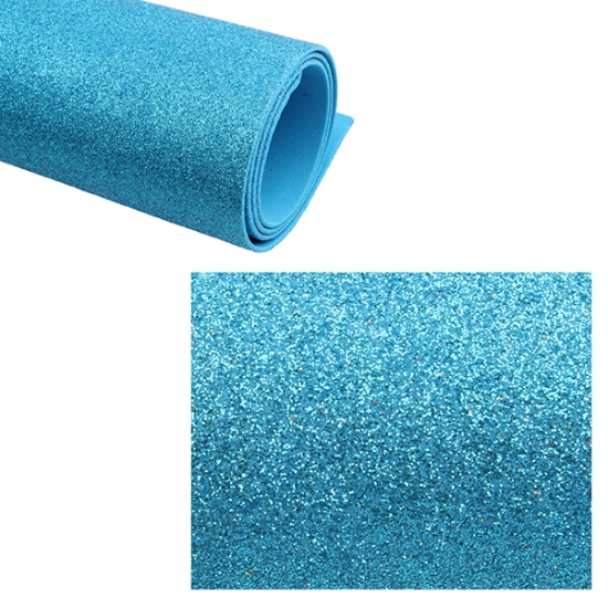 Image de Feuille de mousse EVA pailletée, Bleu clair 2mm 50x70 cm - Simba
