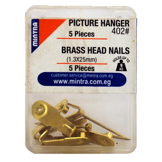 Imagen de Colgador de Fotos de Metal con Clavo de Cabeza Dorada 5 Piezas 25*1.3mm Soporta hasta 9KG - Mintra
