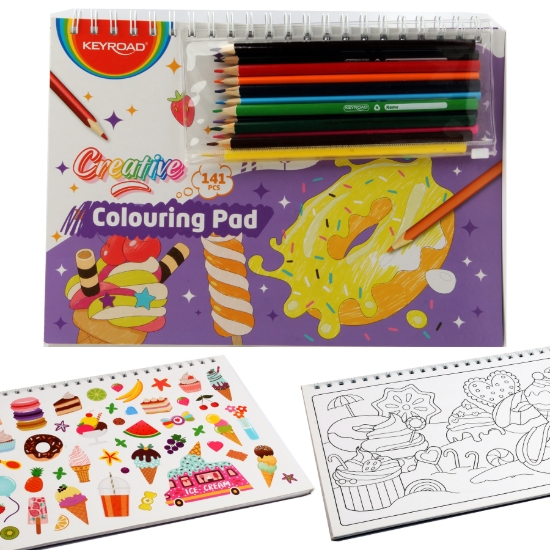Picture of مجموعه رسم و تلوين (ألوان خشب 12 لون + اسكتش تلوين + استيكرز) - كي رود موديل KR72519
