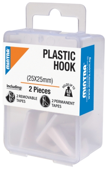 Imagen de Gancho de Plástico 2 Piezas 25*25 mm Soporta hasta 0.5KG - Mintra