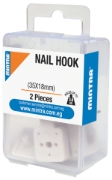 Picture of Plastic Hook with Nail 2 Pieces 35*18 mm White Color Holds up to 3KG - Mintra