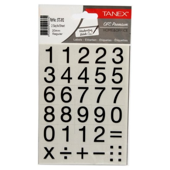Image de Autocollants numérotés police normale Noir 2 Feuilles 20 mm 20 g - Tanex