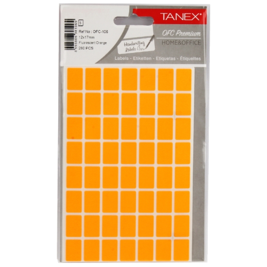 Image de Étiquettes de bureau orange 5 feuilles 17 x 12 mm 5A-Tanix OFC-107
