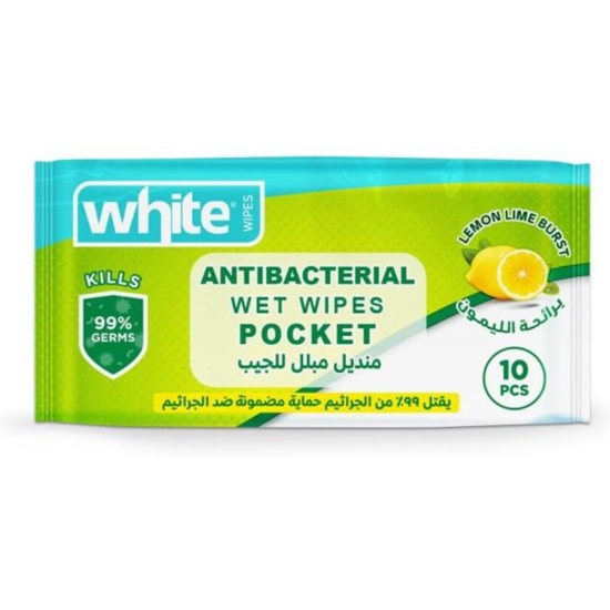 Picture of Wet Wipes Lemon Scented 10 Wipes White