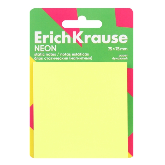 Image de Erich Krause Post-it - Jaune Néon 75x75mm 50 Feuilles - Modèle 61903