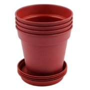 Imagen de Maceta Redonda de Color con Plato 13 cm 4 Piezas - 99038