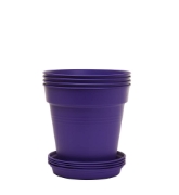 Imagen de Maceta Redonda de Color con Plato 13 cm 4 Piezas - 99038