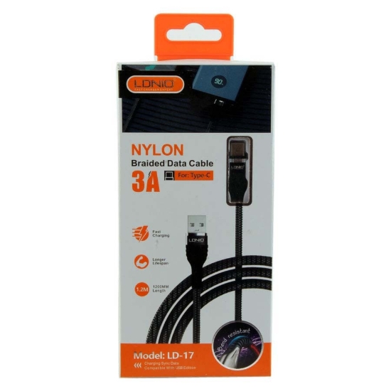 Bild von Datenkabel Nylon Geflochten - Typ C Schnellladung - 1,2m LDNIO KX3479
