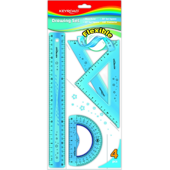 Picture of طقم هندسى بلاستيكي مرن 4 قطعة 30 سم - كى روود موديل KR972501