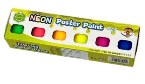 Picture of Neon Poster Colors, Set of 6 Colors 22ml + Brush – UNICERA Model B-0002F