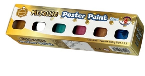 Imagen de Colores de Póster Metálicos, Set de 6 Colores 22ml + Pincel – UNICERA Modelo B-0002M