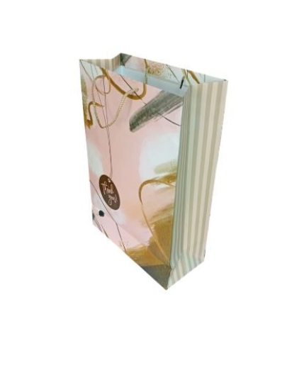 Bild von Geschenktasche aus Karton mit bunten Motiven, Größe 34 × 15 × 49 cm